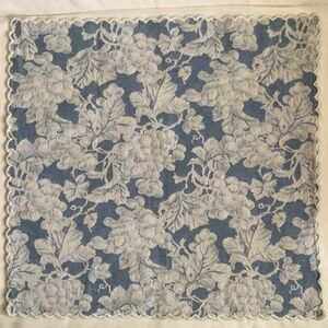 Blue and White Grapes Jacquard Napkin Towel Scalloped ABC Carpet & Home Vintage